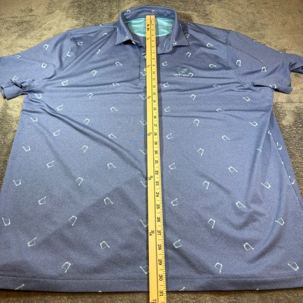 Johnnie-O Mens XL Blue Performance‎ Golf Polo Shirt Cocktail Print Hawks Nest